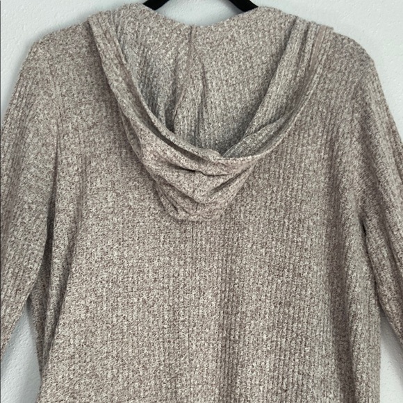 Unbranded Women's Beige Hooded Sweater Open Front Cardigan Long Sleeves Sz L - Picture 8 of 11
